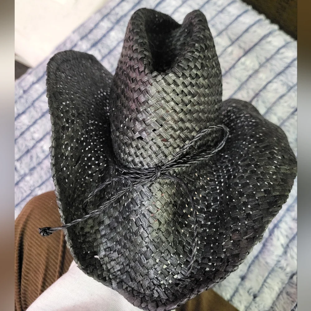 Treasure & Bond Black Woven Straw Fedora‎